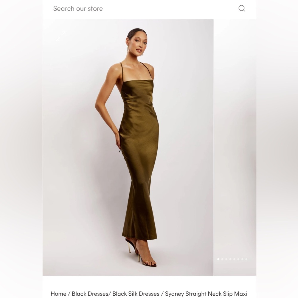 MESHKI SYDNEY GREEN MAXI SATIN DRESS